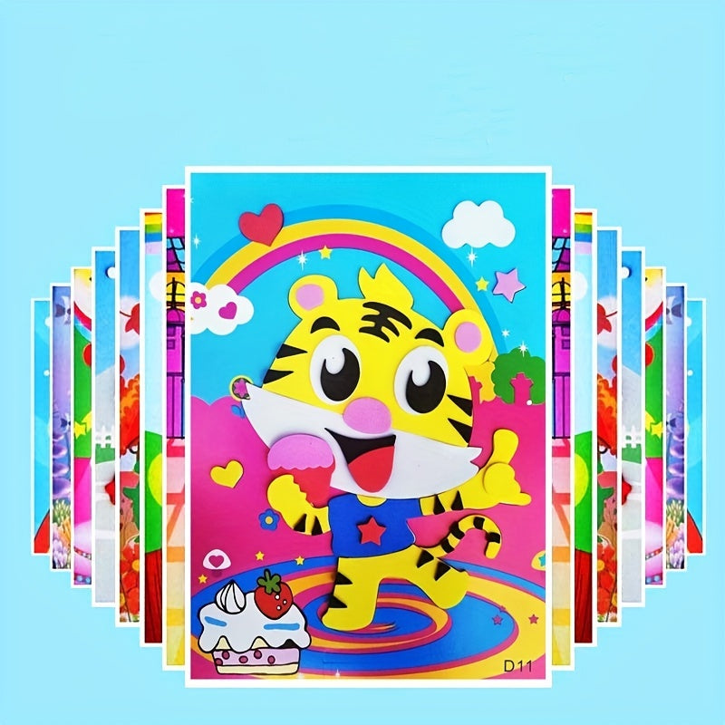 5pcs Kids Craft Gift: DIY 3D EVA Foam Sticker Puzzle for Early Learning & Educational Fun! Easter Gift Christmas, Halloween Gift