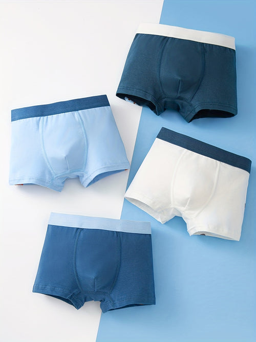 4pcs Comfy Cartoon Excavator Truck Print Boy's Cotton Boxer Briefs - Soft, Breathable, Elastic Waist, Fun Design - Perfect for Active Kids, Casual Daily Wear, Soft Underwear for Sensitive Skin