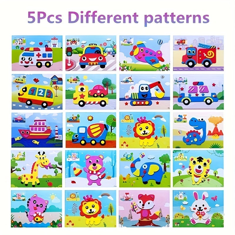 5pcs Kids Craft Gift: DIY 3D EVA Foam Sticker Puzzle for Early Learning & Educational Fun! Easter Gift Christmas, Halloween Gift