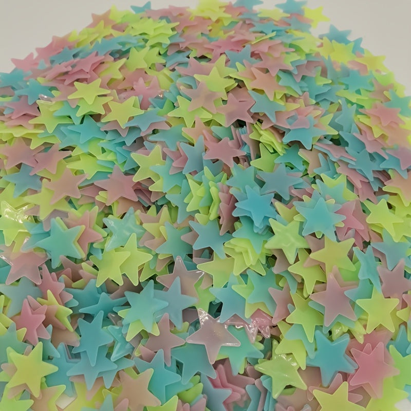 100 pcs Glossy Glitter Luminous Star Wall Stickers for Bedroom, Living Room, and Kids - Self-Adhesive Space Decor for Teen Girls