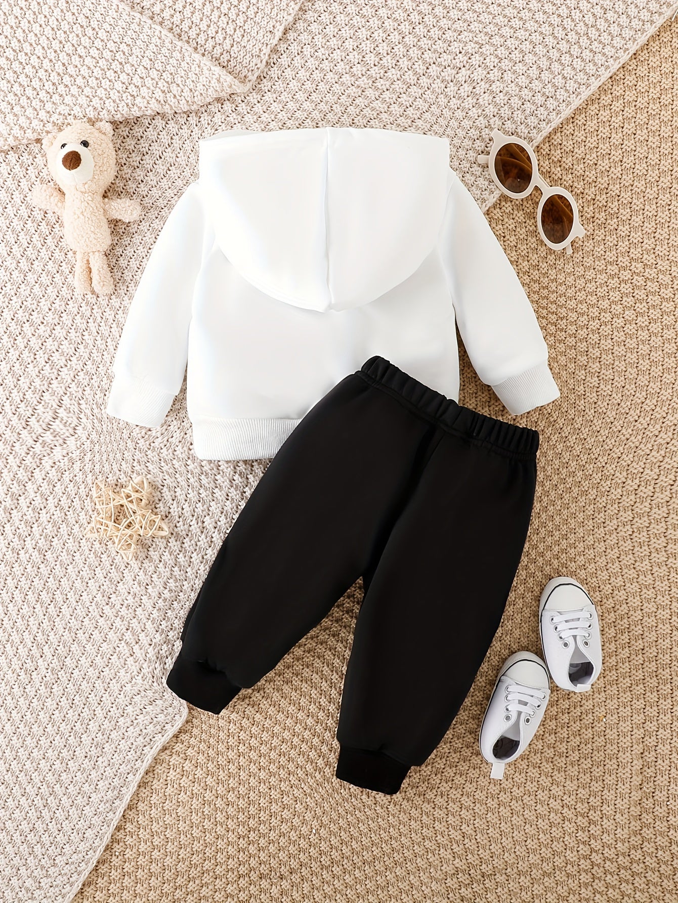 Baby Cute KING Print 2pcs Outfit - Kids Casual Stylish Hoodie Top Trousers Outdoor Set For Fall Winter