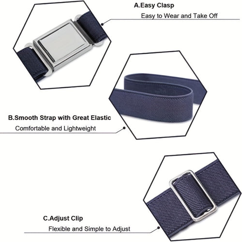 2pcs Boys Adjustable Belt With Magnetic Buckle Belt Kids Belt