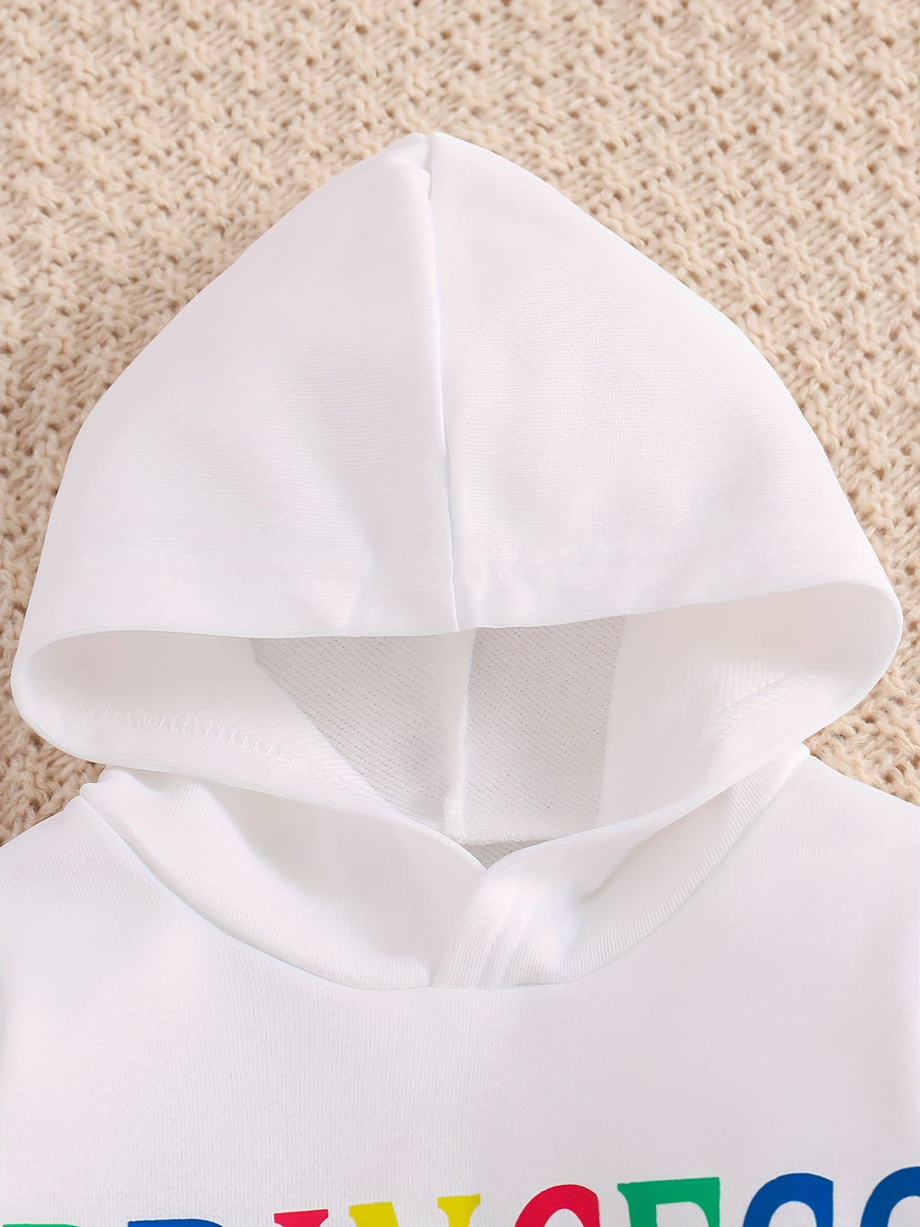 Kids' Princess Alphabet Print Hoodie and Pants Set, Casual Spring/Fall Outfit, Long Sleeve Knitwear with Slight Stretch, Polyester 95% Elastane 5% - Regular Fit, for Outdoor