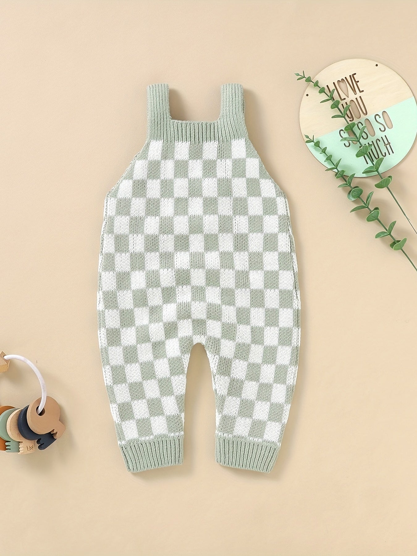 Kids' Knit Checkerboard Overalls with Cute Front Pocket - Cozy Acrylic, Stretchy, All-Season Wear for Boys and Girls, Casual Style, Perfect for Outdoor Wear, Perfect for Outdoor