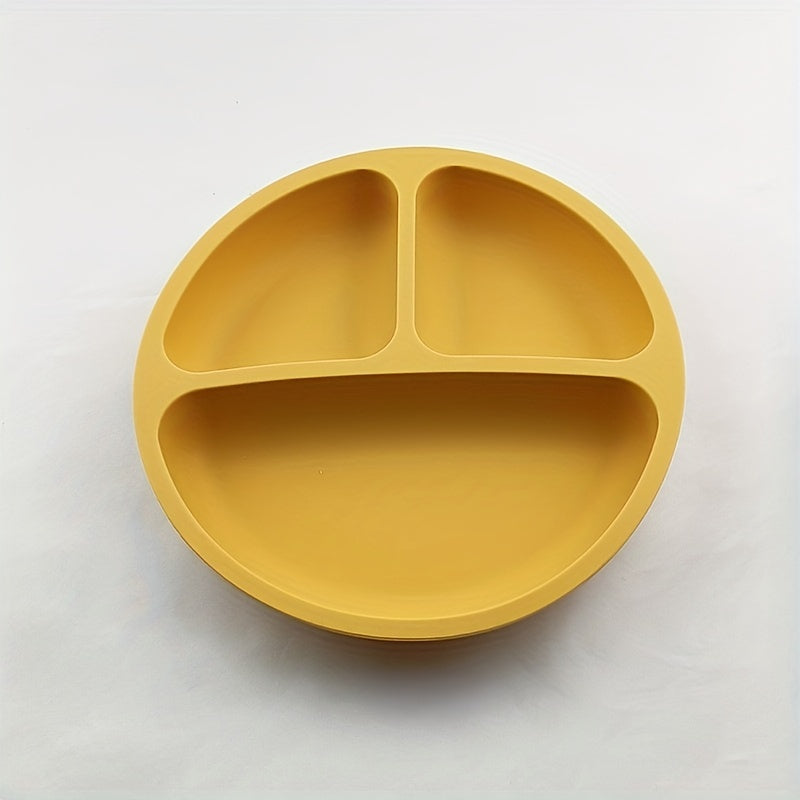 One Silicone Dining Plate for Children, Featuring Four Strong Suction Cups, a Bowl for Kids, a Food Plate, Utensils, And a Microwave-Safe Bowl Free of Bisphenol A.