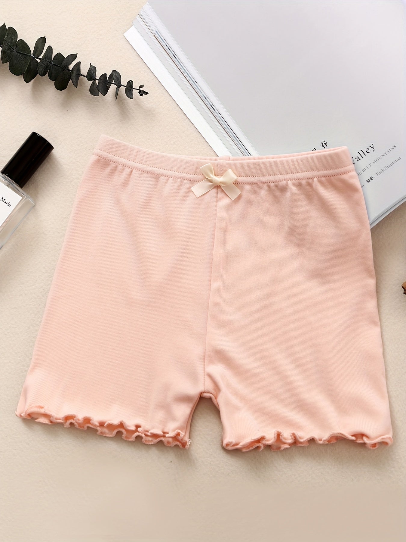 4pcs 4 Pack Bowknot Elastic Waist Girl Boy Shorts, Breathable Kids Underwear