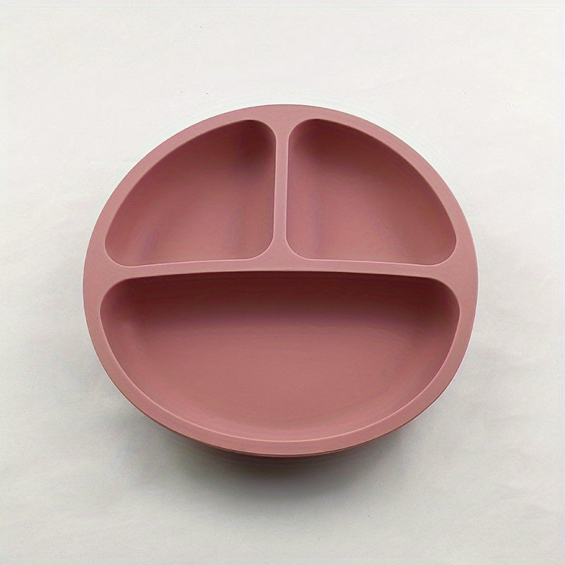 One Silicone Dining Plate for Children, Featuring Four Strong Suction Cups, a Bowl for Kids, a Food Plate, Utensils, And a Microwave-Safe Bowl Free of Bisphenol A.