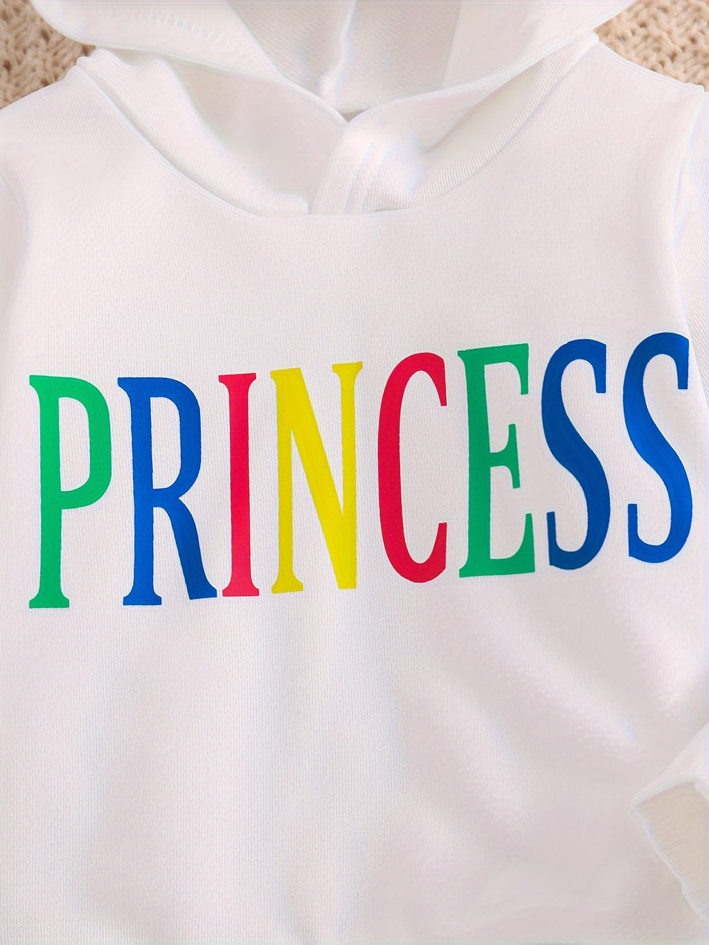 Kids' Princess Alphabet Print Hoodie and Pants Set, Casual Spring/Fall Outfit, Long Sleeve Knitwear with Slight Stretch, Polyester 95% Elastane 5% - Regular Fit, for Outdoor