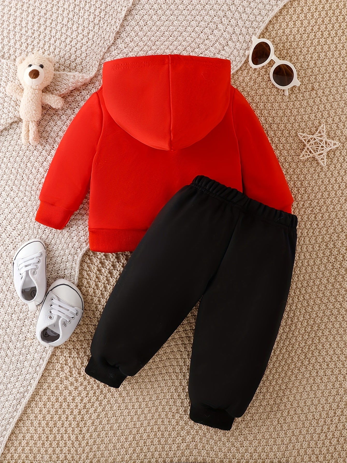 Baby Cute KING Print 2pcs Outfit - Kids Casual Stylish Hoodie Top Trousers Outdoor Set For Fall Winter