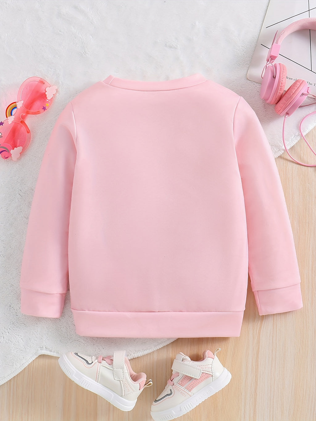 Cute Pony Princess Pattern Girls Pullover Long Sleeve Trendy Sweatshirt For Children Kids, Fall/ Winter/ Spring