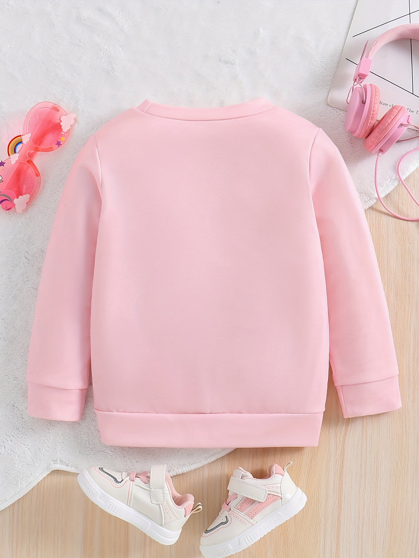Cute Pony Princess Pattern Girls Pullover Long Sleeve Trendy Sweatshirt For Children Kids, Fall/ Winter/ Spring