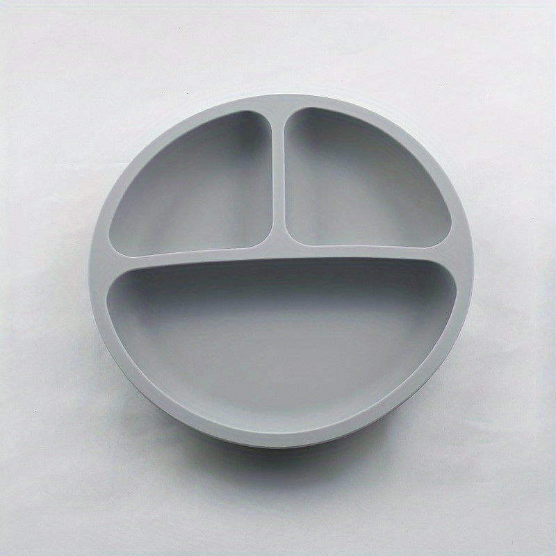 One Silicone Dining Plate for Children, Featuring Four Strong Suction Cups, a Bowl for Kids, a Food Plate, Utensils, And a Microwave-Safe Bowl Free of Bisphenol A.