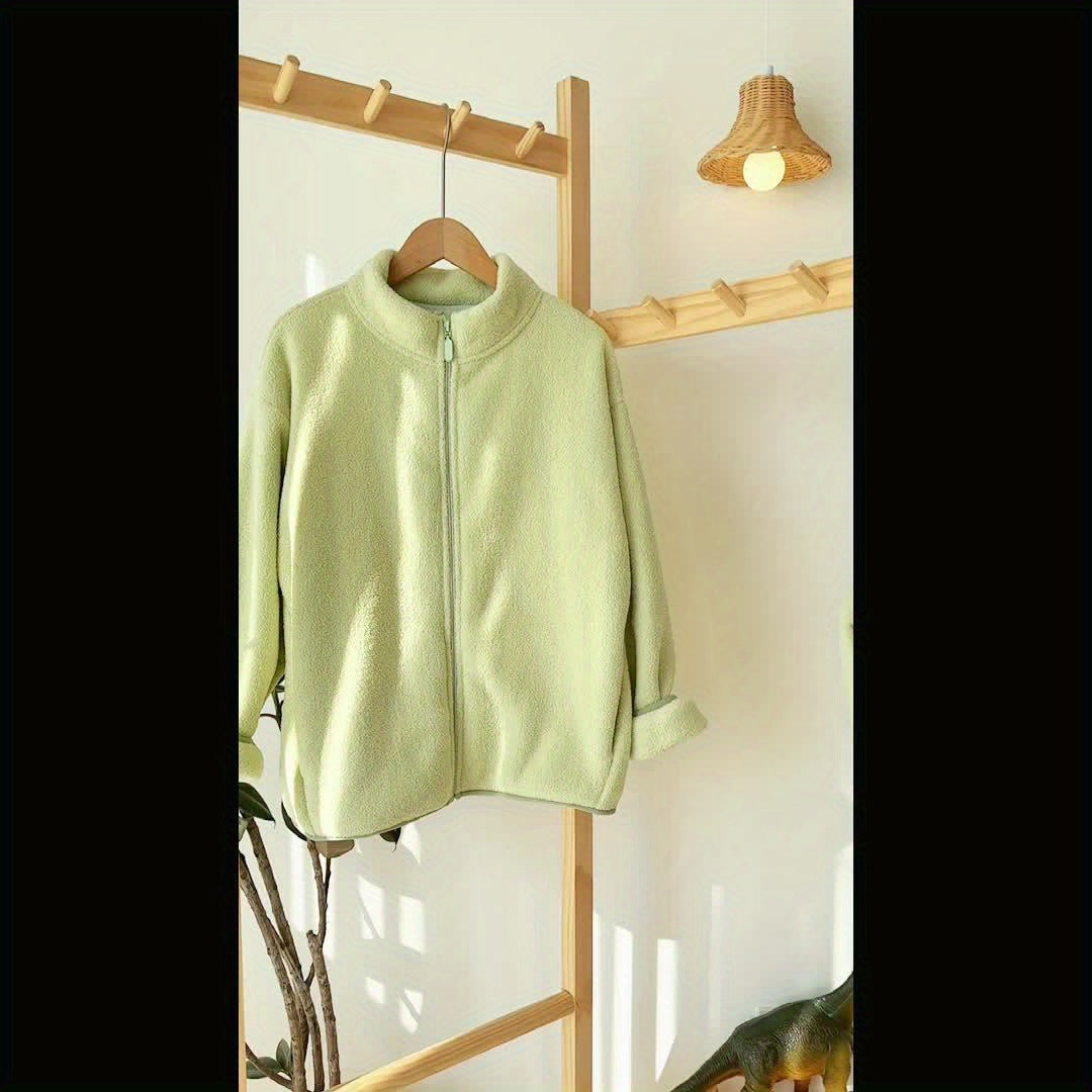 Cozy Kids' Polar Fleece Jacket - Soft, Warm, and Casual Stand Collar Design for Girls and Boys - Perfect for Fall and Winter Outdoor Play