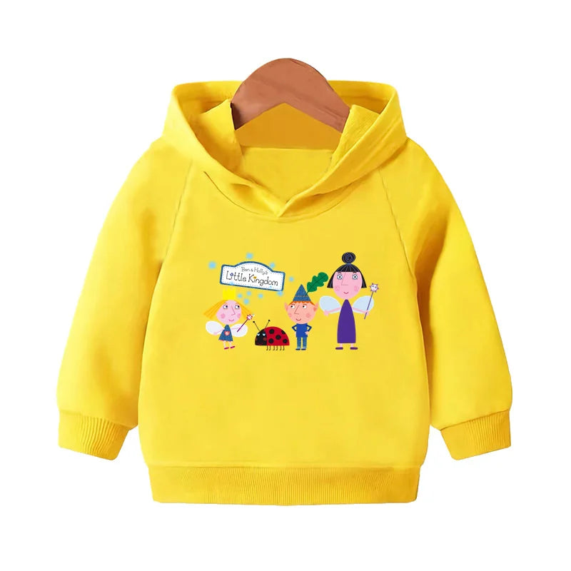Ben and Holly Kingdom Cartoon Kids Hooded Hoodies Cute Girls Clothes Children Sweatshirts Autumn Baby Pullover Tops,KMT5038