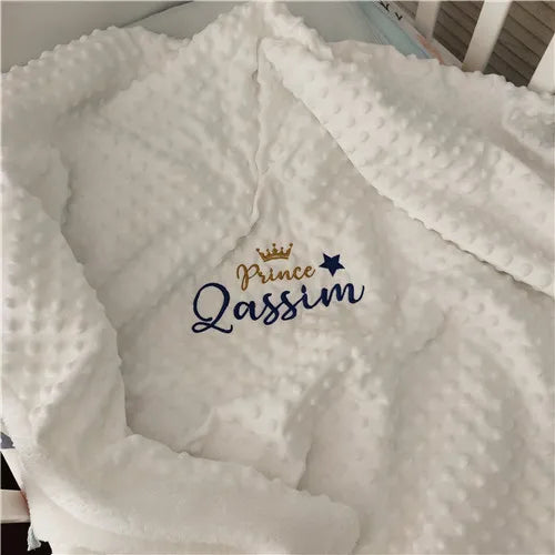 "SPECIAL RAMADAN" Couverture de bébé personnalisée avec nom pour nouveau-nés garçons et filles, couverture de poussette de berceau en polaire Minky personnalisée, cadeau
