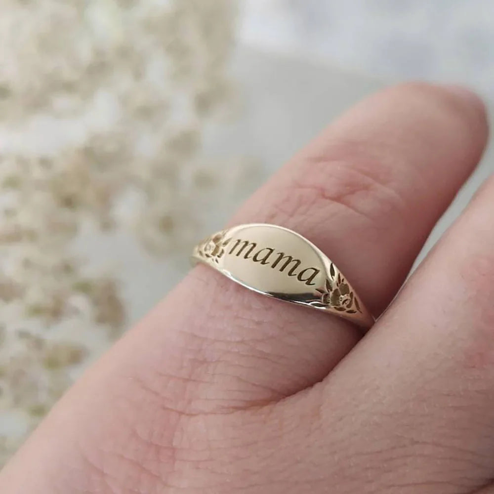 "BIJOUX" Bague « Mama » bague simple avec inscription, bijou pour femme