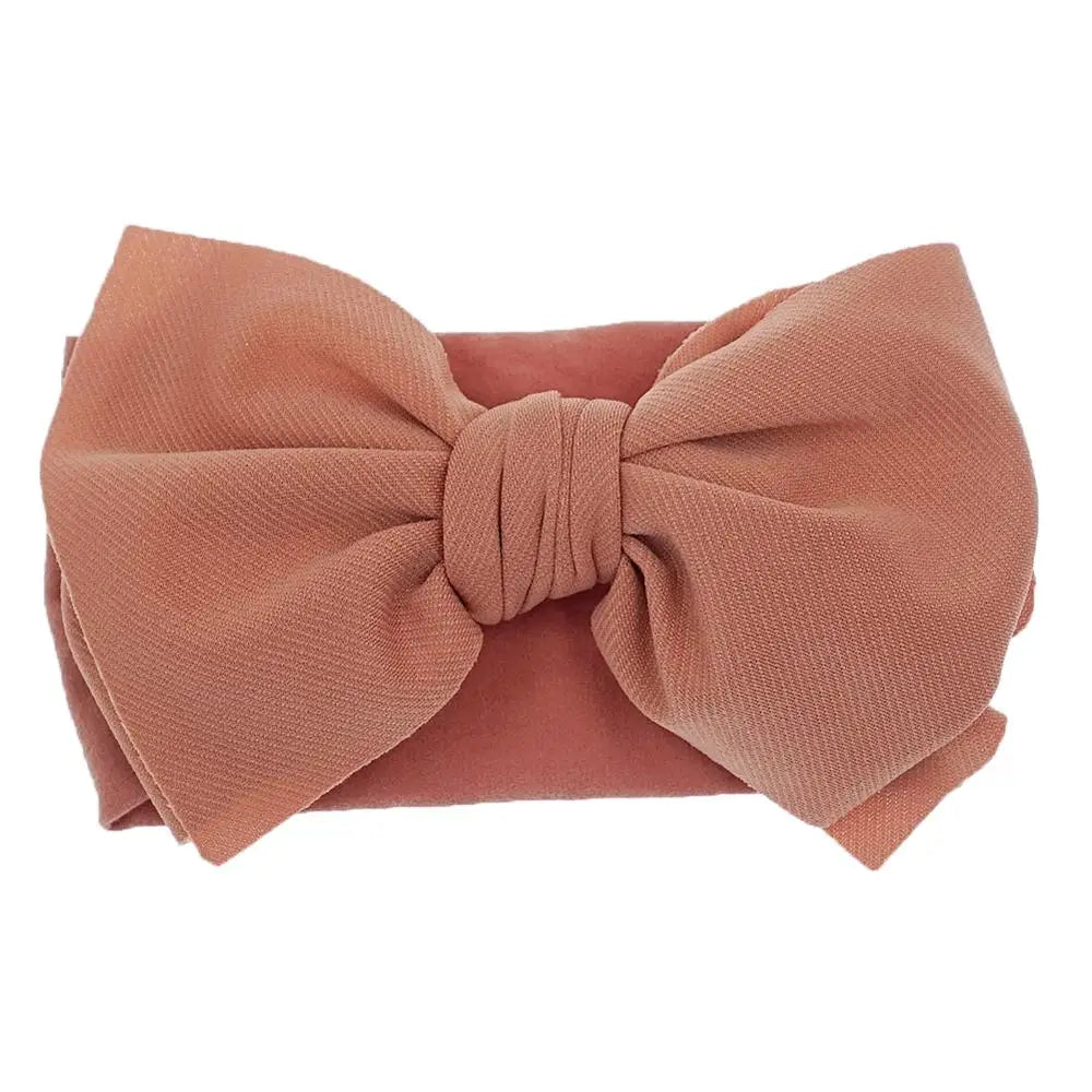 Solid Turban Nylon Headband High Elastic Bow Top Knot Headwrap For Baby Girls Toddler Hair Bands Fashion Kids Hair Accessories