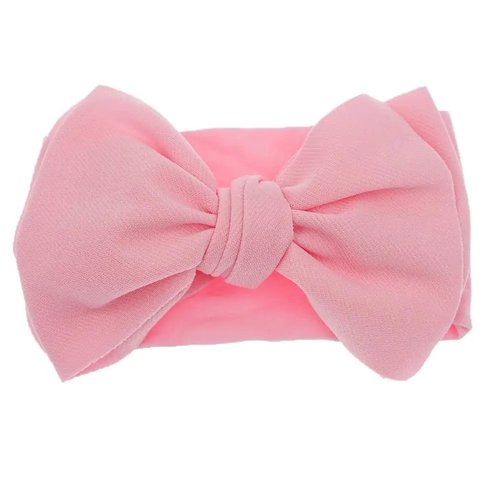 Solid Turban Nylon Headband High Elastic Bow Top Knot Headwrap For Baby Girls Toddler Hair Bands Fashion Kids Hair Accessories