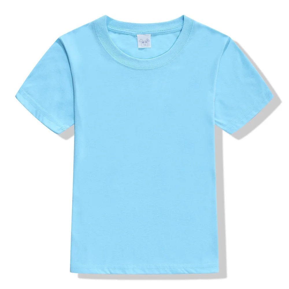 "VETEMENTS" T-shirt à Manches Courtes pour enfants, en Coton, Couleur Unie, Personnalisable avec Logo