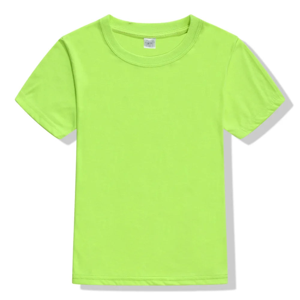"VETEMENTS" T-shirt à Manches Courtes pour enfants, en Coton, Couleur Unie, Personnalisable avec Logo