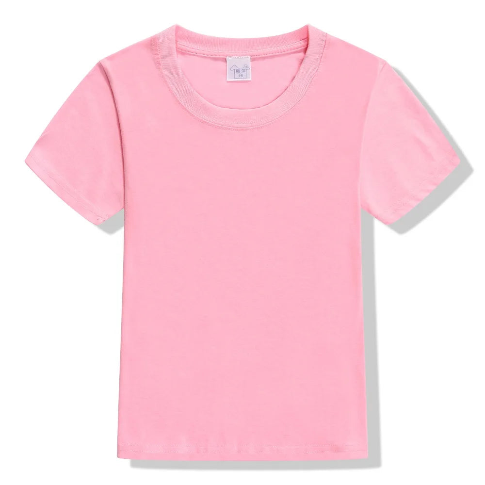 "VETEMENTS" T-shirt à Manches Courtes pour enfants, en Coton, Couleur Unie, Personnalisable avec Logo