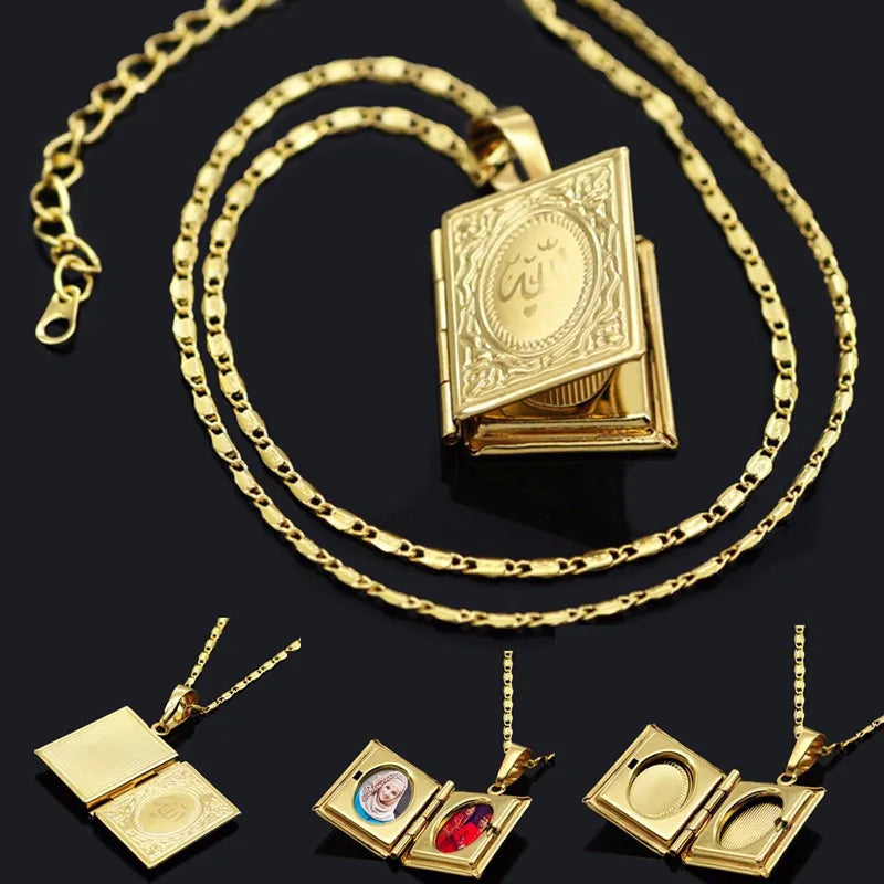 "SPECIAL RAMADAN" Cadre Photo islamique Allah Coran, 1 pièce, pendentif pour hommes et femmes, collier pouvant être placé, Photo, bijoux religieux à la mode, cadeau