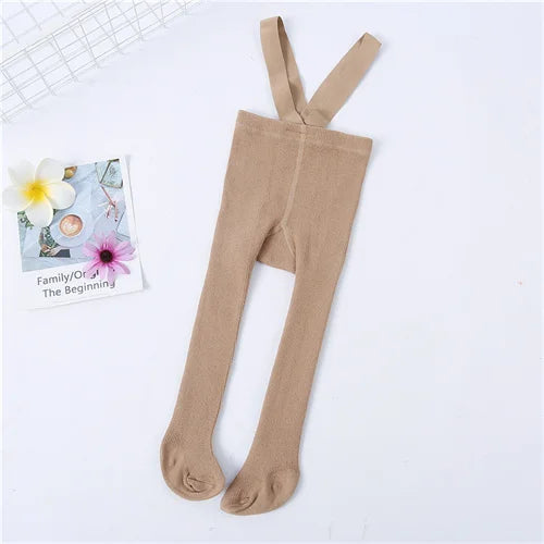 New 0-3Year Autumn Winter Tights For Girls Solid Pantyhose Casual Tights for Boys with Shoulder Strap Knitted Clothes