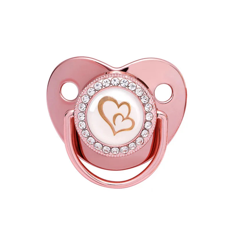 "ACCESSORY" Glittery rose gold baby pacifier, BPA-free silicone teething ring; New Baby Pacifier Rose Gold Bling Teether BPA Free Newborn Silicone Pacifier Baby Soother Nipple Dummy Baby Shower Gifts