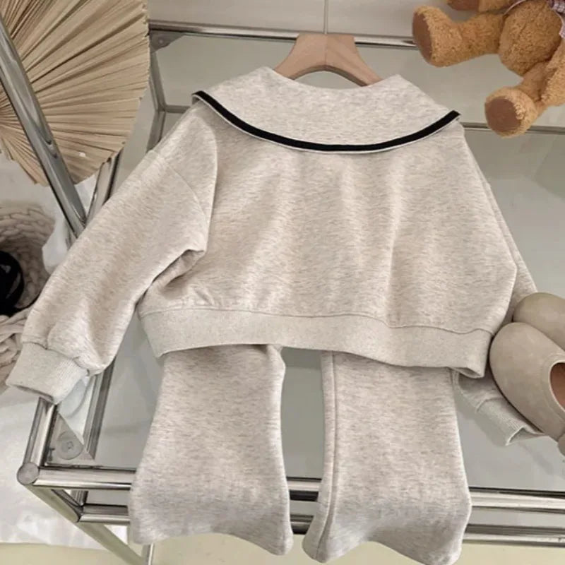 "VETEMENTS" Ensemble de printemps à capuche pour filles de 3 à 7 ans, ensemble 2 pièces décontractés