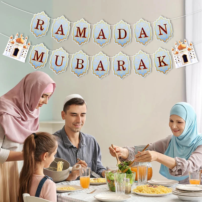 "SPECIAL RAMADAN" Ramadan 2025 Pennant Garland, Paper Decorations; Ramadan Banner Flag 2025 Eid Mubarak Paper Garland Islamic Muslim Party Hanging Ornaments Ramadan Kareem Decorations for Home