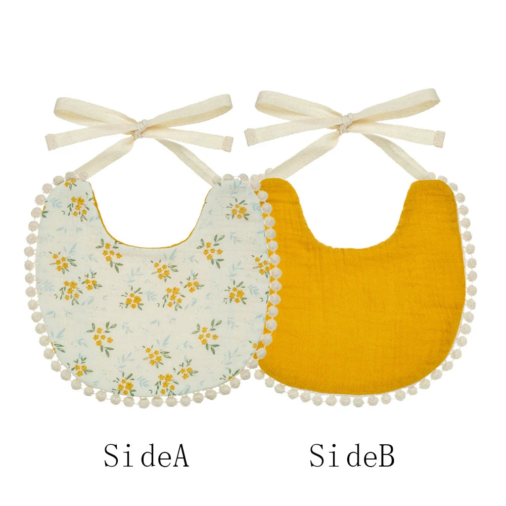 "ACCESSORY" Muslin Cotton Bibs for Baby Boys and Girls, Double-Sided, Rainbow Flower Print, Saliva Towel, Infant Burp Cloth, Adjustable Scarf; Muslin Cotton Baby Boys and Girls Bibs Double-Sided