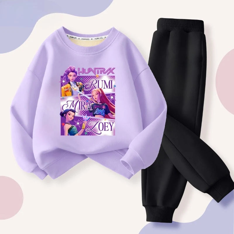 "VETEMENTS"  KPop démon Hunters filles imprimer, vêtements sweat à capuche pour enfants 2 pièces