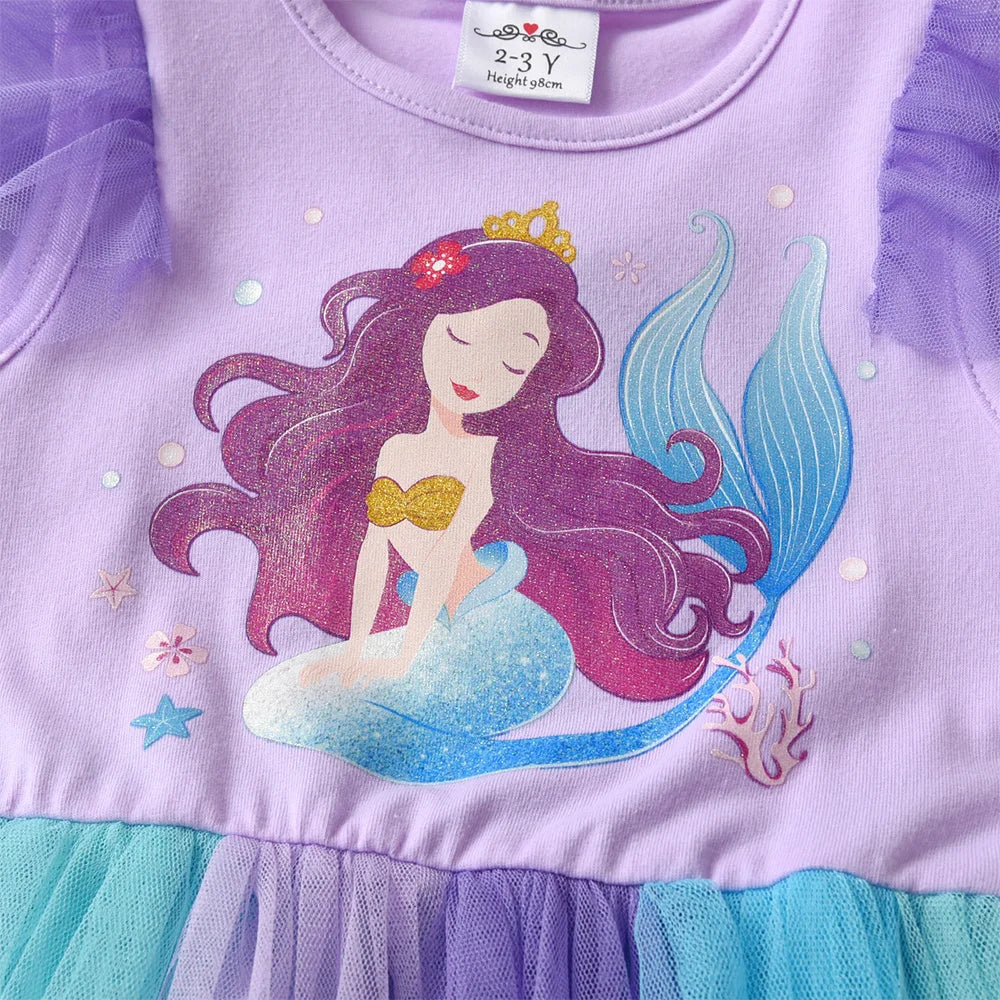 "VETEMENTS" Robe VIKITA pour enfants, violette, style sirène, coupe évasée, en tulle et résille