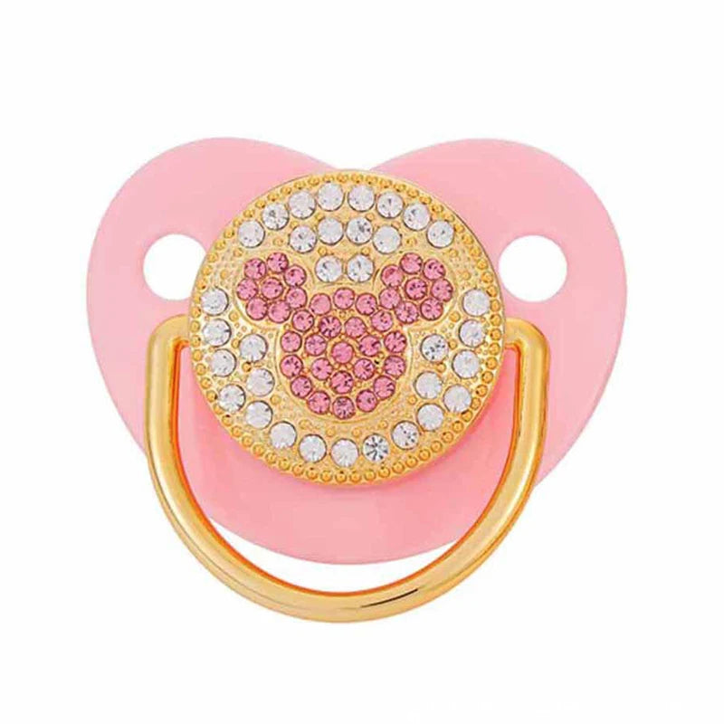 "ACCESSORY" Glittery rose gold baby pacifier, BPA-free silicone teething ring; New Baby Pacifier Rose Gold Bling Teether BPA Free Newborn Silicone Pacifier Baby Soother Nipple Dummy Baby Shower Gifts