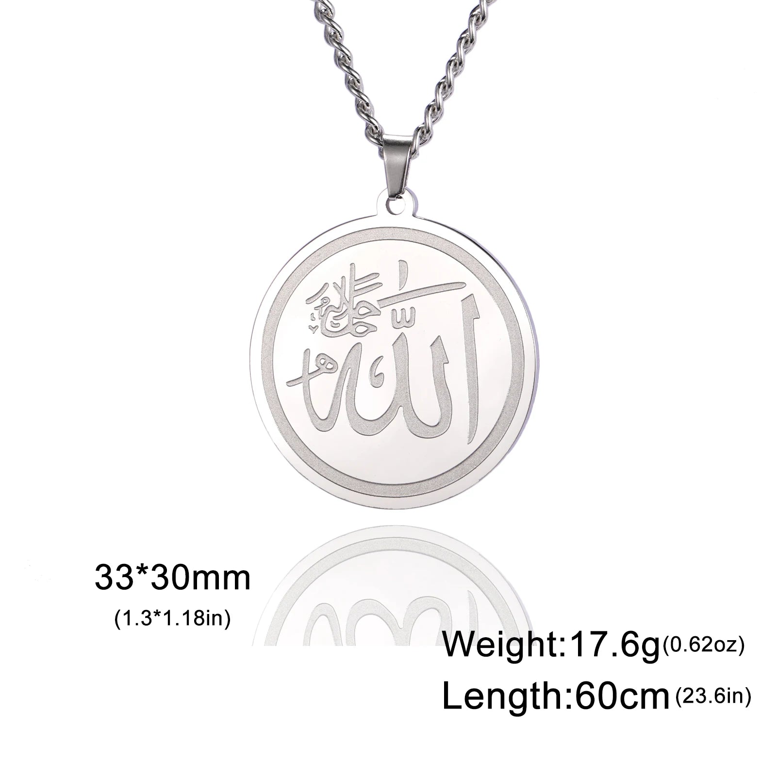 "SPECIAL RAMADAN" Lucktune-Collier pendentif Dieu arabe Allah Collier de chaîne islamique musulman en acier inoxydable pour hommes et femmes Cadeau de bijoux classiques