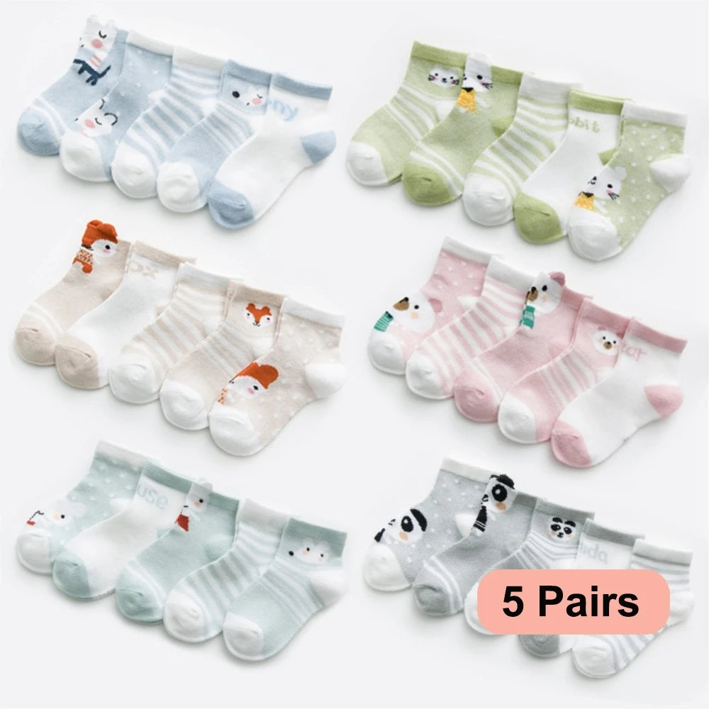 "CHAUSSURE" Chaussettes enfants en maille de coton, 0 à 2 ans, 5 unités/lot