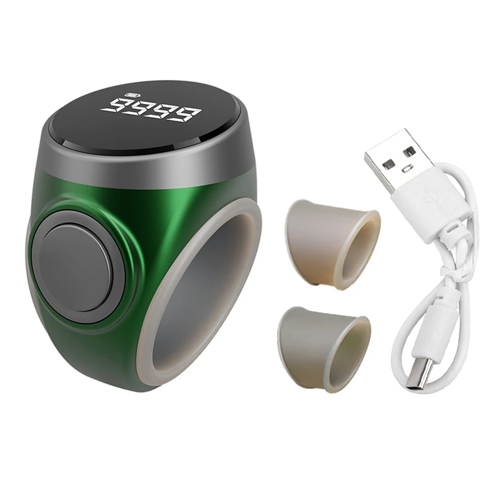 "SPECIAL RAMADAN" Smart Rechargeable Digital Counter, 18/20/22mm Ring, Prayer Time. Smart Rechargeable Digital Counter, Electronic Type-C Finger Counter Button, 18/20/22mm Finger Ring, Prayer Time