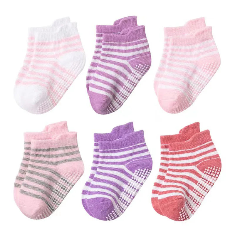 "CHAUSSURE" Lot de 6 paires de chaussettes antidérapantes pour enfants (garçons et filles)