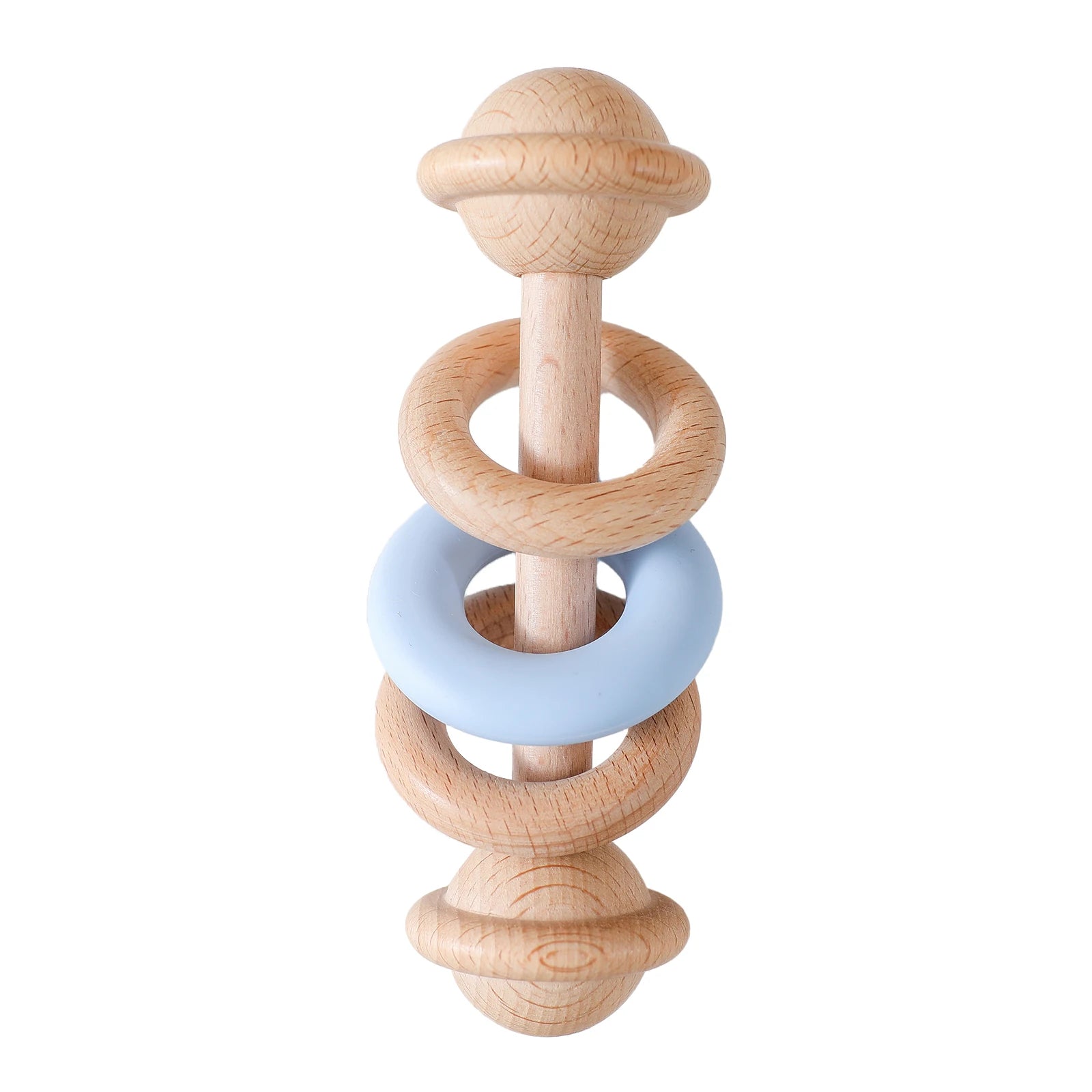 "JOUET" Jouet pour bébé hochet en bois anneaux de dentition en Silicone pour bébé 0 à 12 mois