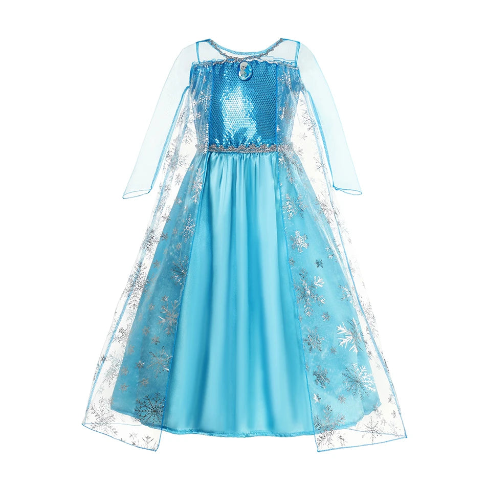 "VETEMENTS" Robe Elsa Cosplay robe de princesse bleu clair à manches longues paillettes