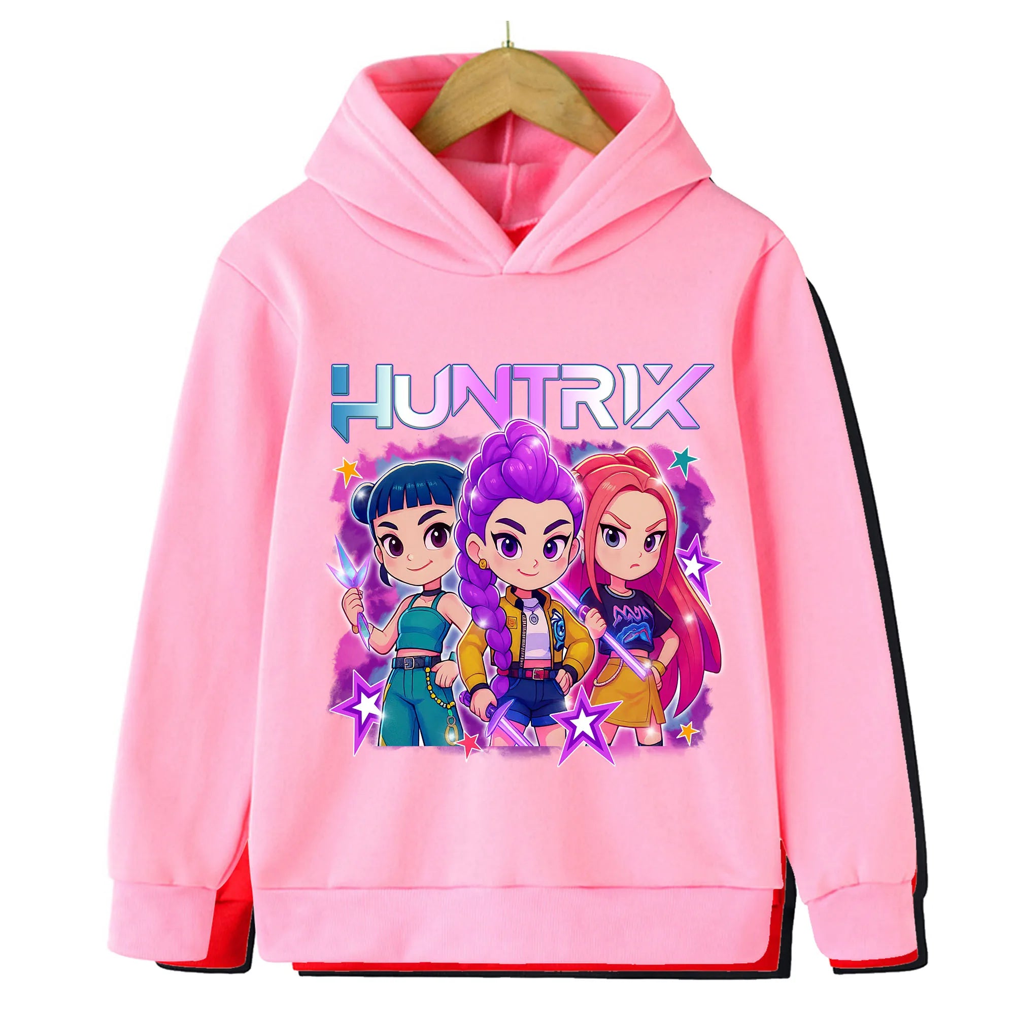 2025 KPop Demon Hunter Cartoon Printed Girls Boys Hoodie Sweaters Children Autumn/winter Warm Fashion Korean Wave Casual Hoodie
