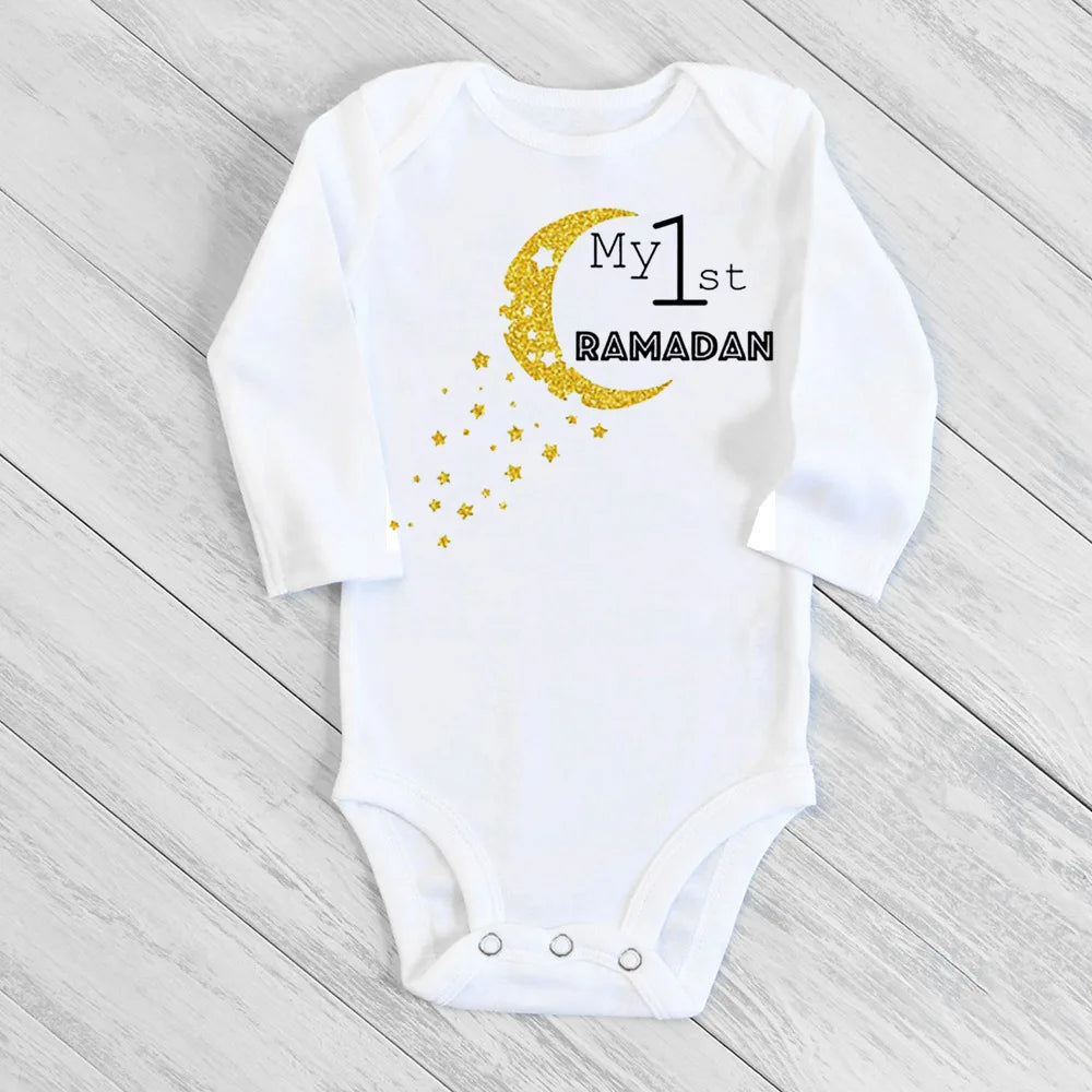 "SPECIAL RAMADAN" Newborn bodysuit for my first Ramadan, Ramadan clothes for boys and girls; My First Ramadan Newborn Baby Bodysuit Infant Eid Long Sleeve Baby Jumpsuit Eid Boy Girl Ramadan Clothes Islamic M