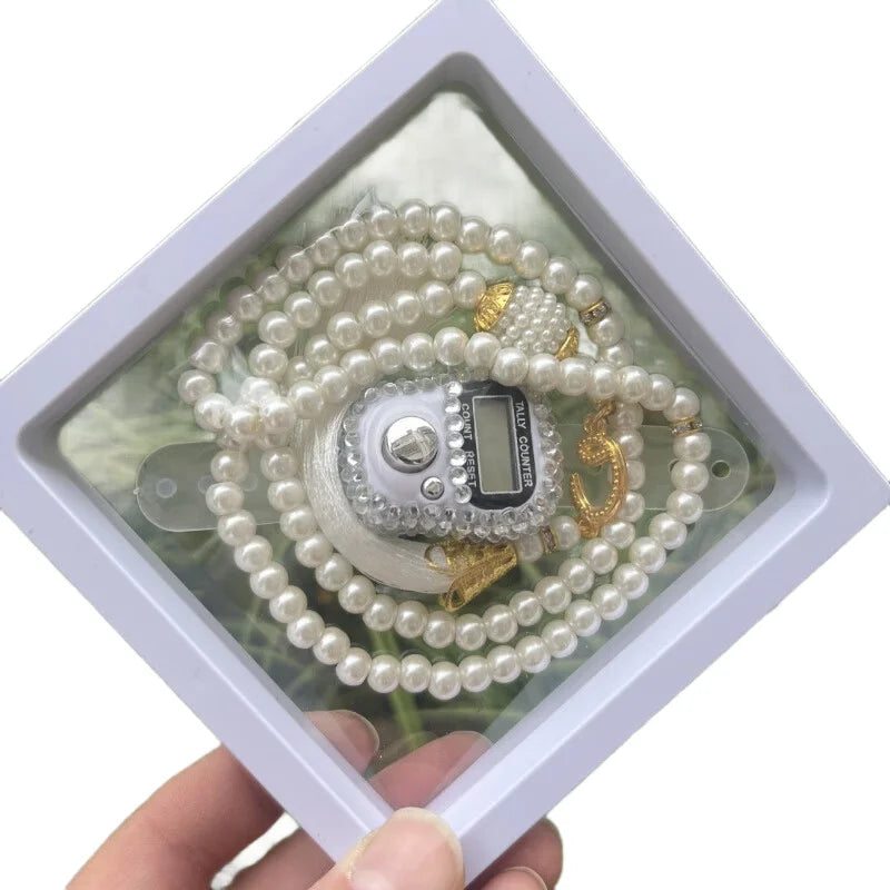 "SPECIAL RAMADAN" Prayer Bracelet with Digital Finger Counter, Rosary (Islamic Tasbih) Prayer Beads Bracelet Set Digital Replaceable Finger Counter With Box Rosary Islamic Tasbih for Eid High-End Prayer Gift