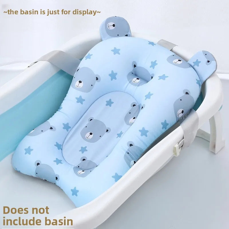 Baby Bear Shower Lying Down Stand Newborn Baby Bath Net Bathtub Sponge Suspended Bath Pad Universal Soft Pillow Care Accessories