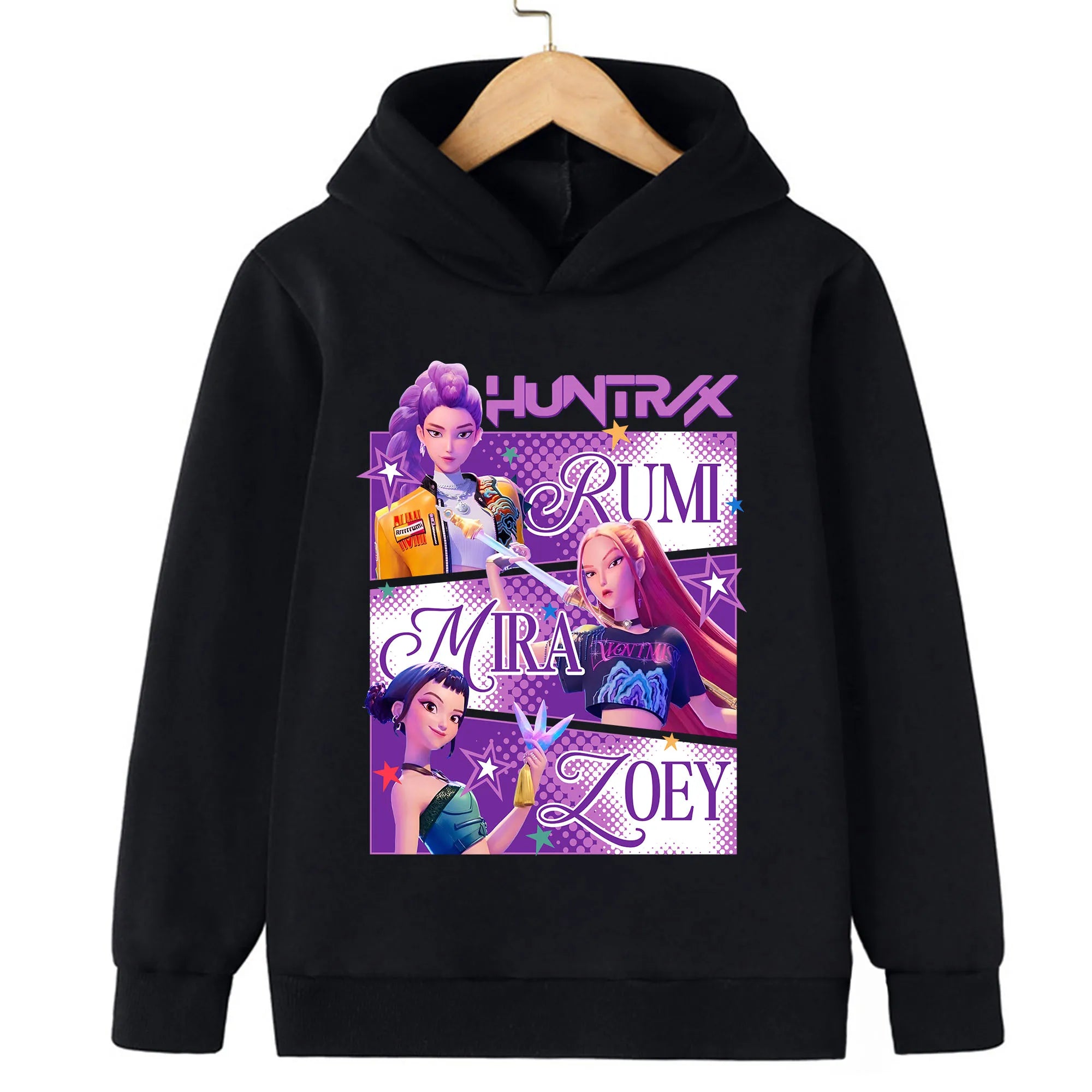 2025 KPop Demon Hunter Cartoon Printed Girls Boys Hoodie Sweaters Children Autumn/winter Warm Fashion Korean Wave Casual Hoodie