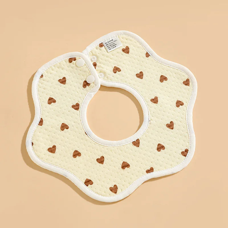 "ACCESSORY" Newborn Baby Saliva Towel, Pure Cotton Waterproof Knitted Petal Bib, Double Snap Closure, Soft and Absorbent; Newborn Baby Saliva Towel, Pure Cotton Waterproof Knitted Petal Bib, Double Snap Closure