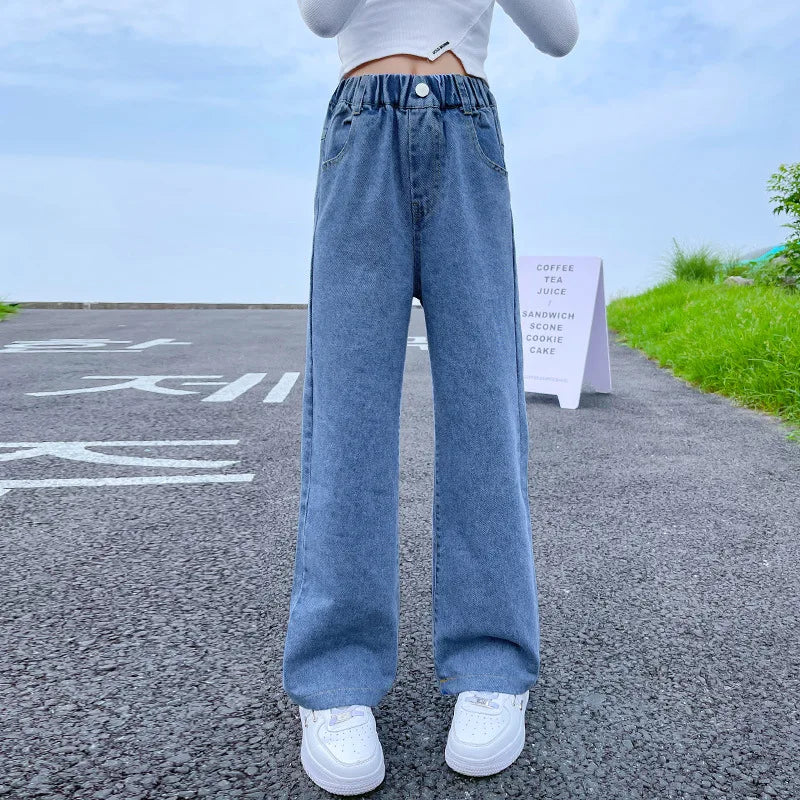 "VETEMENTS" Jeans pour filles, style tendance décontracté, amples, tailles 3-14 ans.