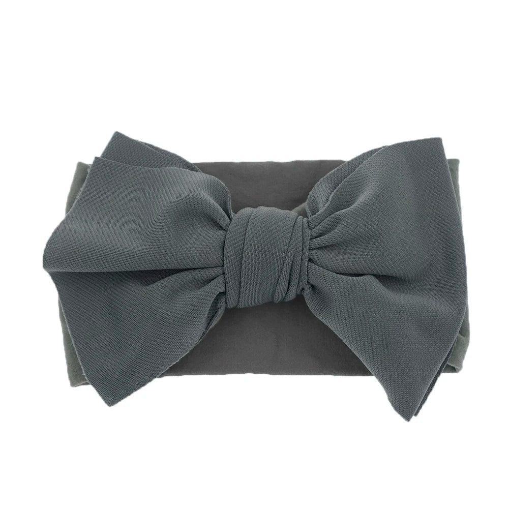 Solid Turban Nylon Headband High Elastic Bow Top Knot Headwrap For Baby Girls Toddler Hair Bands Fashion Kids Hair Accessories