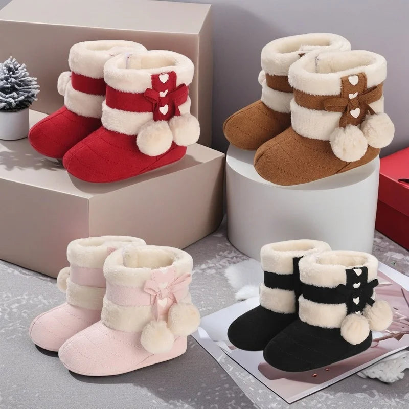 Baby Shoes With Soft Soles For Warmth 0-12 Months Old Baby Cotton Winter Socks and Shoes With Fleece Before Learning To Walk