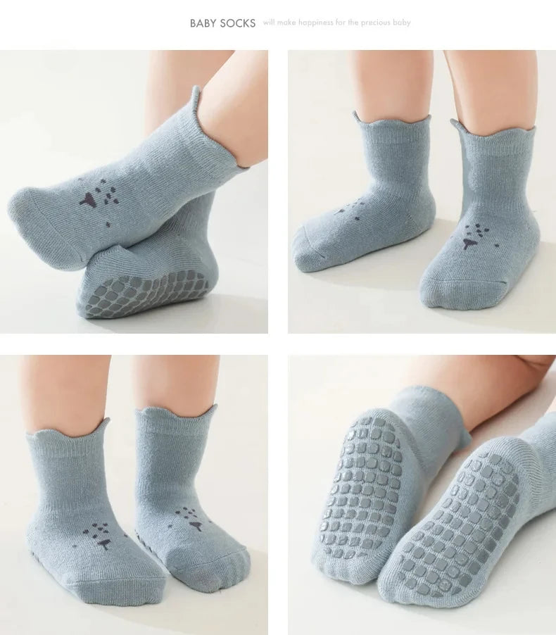 "CHAUSSURE" 3/5/1 paires/lot bébé chaussettes infantiles, nouveau-né anti-dérapant, coton unisex